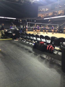 Western Illinois warms up before their match against Omaha